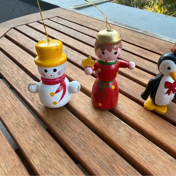 Set Of Vintage‎ Wooden Christmas Tree Ornaments - Picture 2 of 4